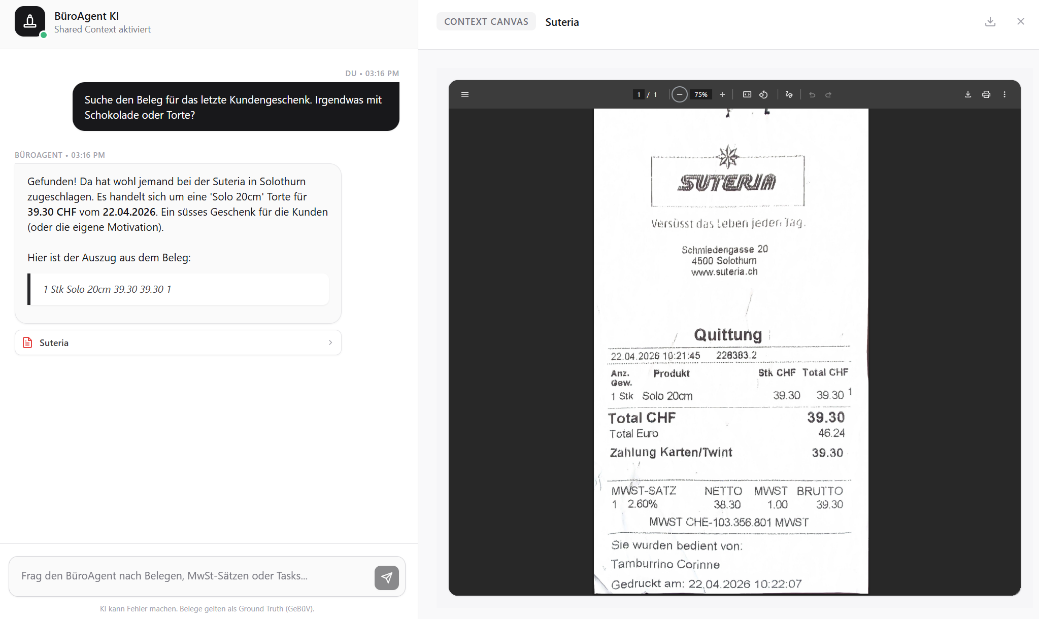 BüroAgent Split-Pane Interface: Belege verwalten und kontieren